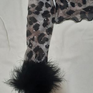 Leopard print mesh top